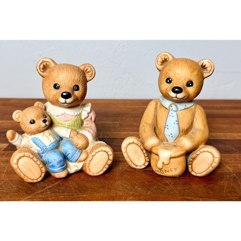 Vintage HOMCO Teddy Bear Figurines Set: Mama Bear, Honey Pot (Pair) - Picture 3 of 9